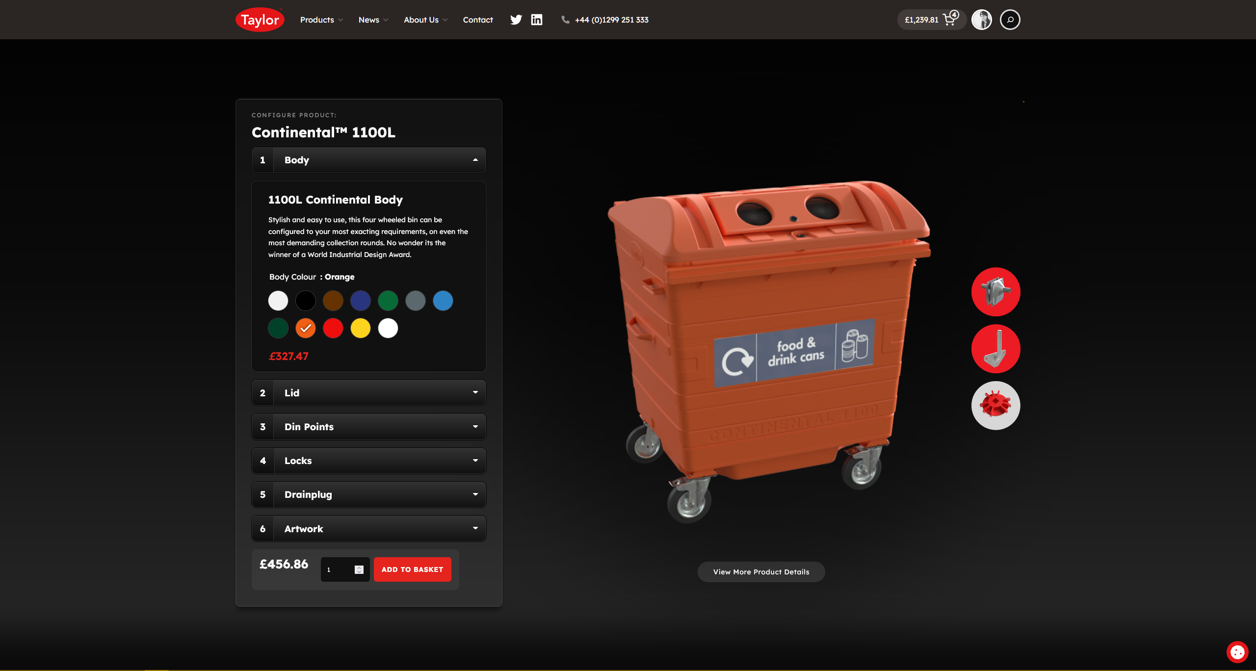 Taylor’s new online configurator allows end users to design and buy bespoke steel bins in seconds. 